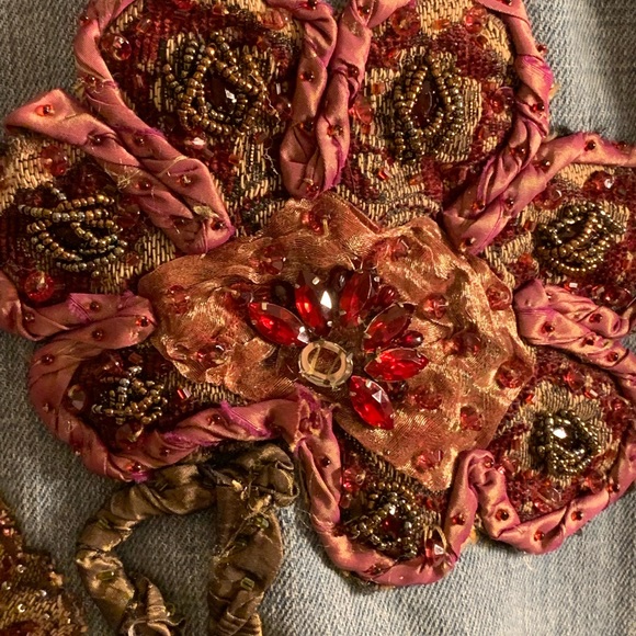 MARY FRANCES Denim EMBELLISHED JACKET Beads-Satin Stones SMALL -MARKDOWN - Picture 11 of 12